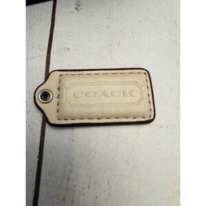 Vintage Y2K Coach Beige Shiny Leather Hangtag 2" VGUC